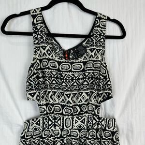 Fire Los Angeles Tribal/Aztec Maxi Dress Size Medium Side Cutouts Drawstring Tie